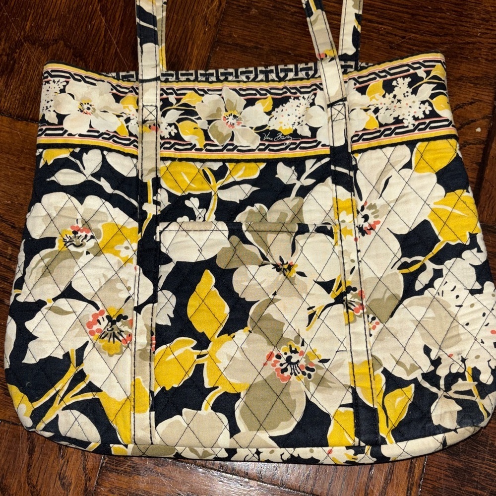Vera Bradley Yellow and Black Floral Shoulder Bag - Picture 3 of 11